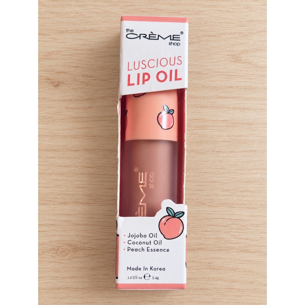 The Creme Shop Luscious Lip Oil Peach Cobbler Jojoba Coconut Oil 0.12oz New